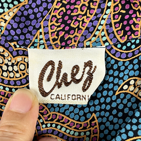 VTG Chez California Paisley Dress Women Large Jewel Tone Pearl Button 70s 80s - Picture 4 of 14